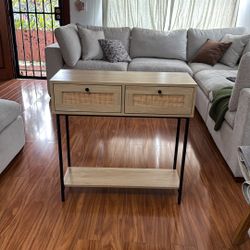 light Rattan Two Drawer Entrance Table