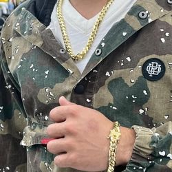 10MM Cuban Set 14k Gold Plated Doesn't Loses Color 