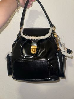 Steve Madden Black Handbag with Shearling Trim