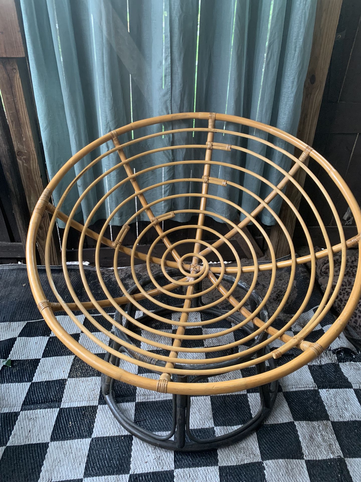 Vintage 90s Papasan Circle Chair Bamboo & Rattan