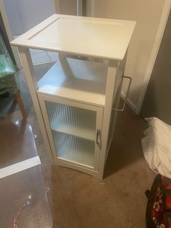 White Cabinet with Glass Door and Shelf