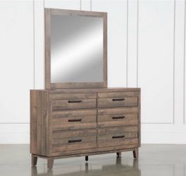 Living Spaces Wooden Dresser w Mirror