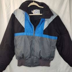 Vintage Swing West 80’s Ski Puffer Coat Made In USA Feather Down Blue Black Gray