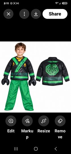 LEGO Ninjago Movie Green Ninja Costume Kids Medium 7–8