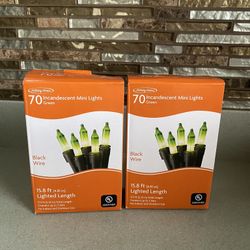 BRAND NEW 70 GREEN MINI LIGHTS BLACK WIRE 15.8 FT $5 EACH