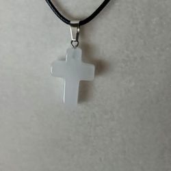 White Quartz Cross Necklace- NEW
