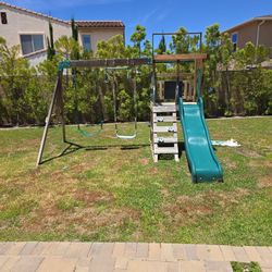 Slide and swing playhouse set