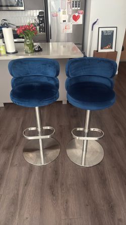 royal blue velvet barstools (set of 2)