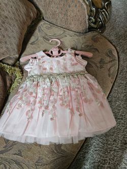 Baby Girl Pink Embroidered Tulle Dress