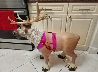 Disney Frozen 2 Playdate Sven Ride-On Reindeer Child Size Toy with Sounds,It stands over 3 feet tall from hoof to antler and is designed to support ch