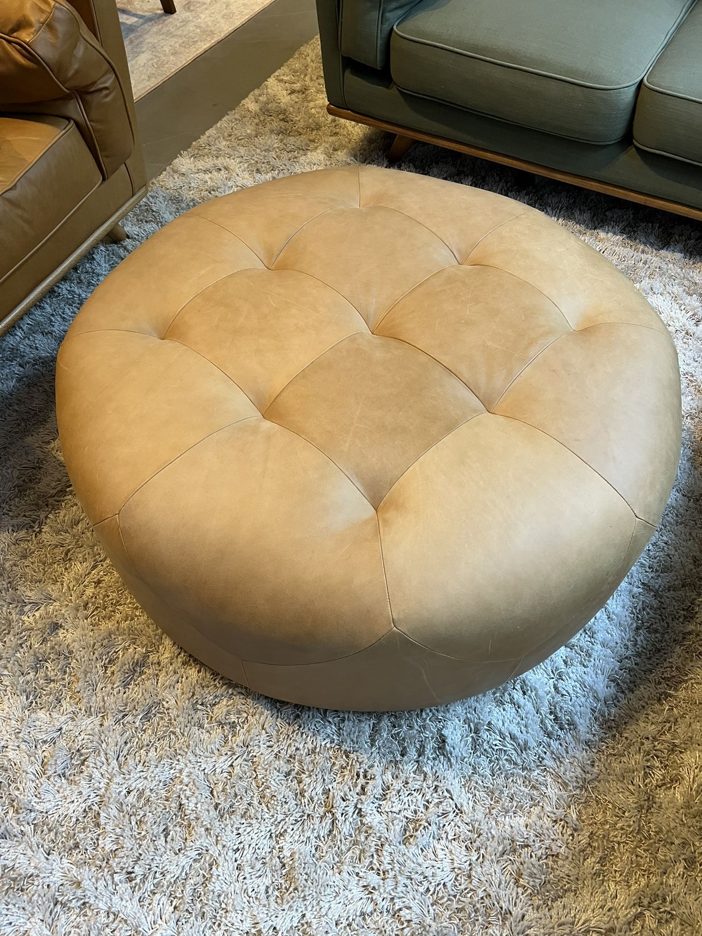 Large Leather Ottoman - ARTICLE - Timpani 41" -Charme Tan - $250 (potrero hill)