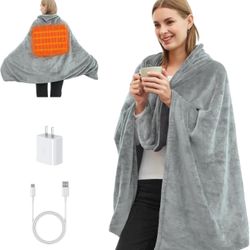 Cordless Heated Throw Blanket 3 Heating Levels for Outdoor, Stadium, Car, Travel, Camping, Sports, 58"x 38"