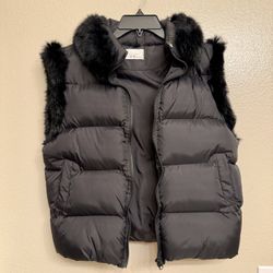 Faux Fur Black Puffer Vest 