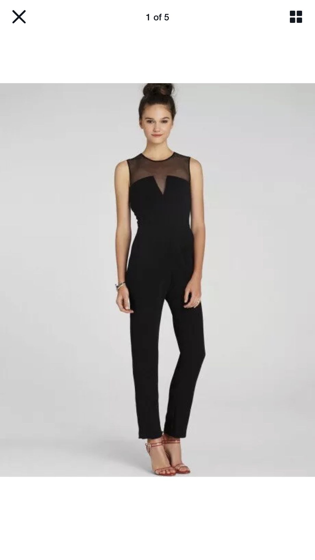BNWT BCBGeneration Black Sheer Structured Jumpsuit Size 4 Retail $118