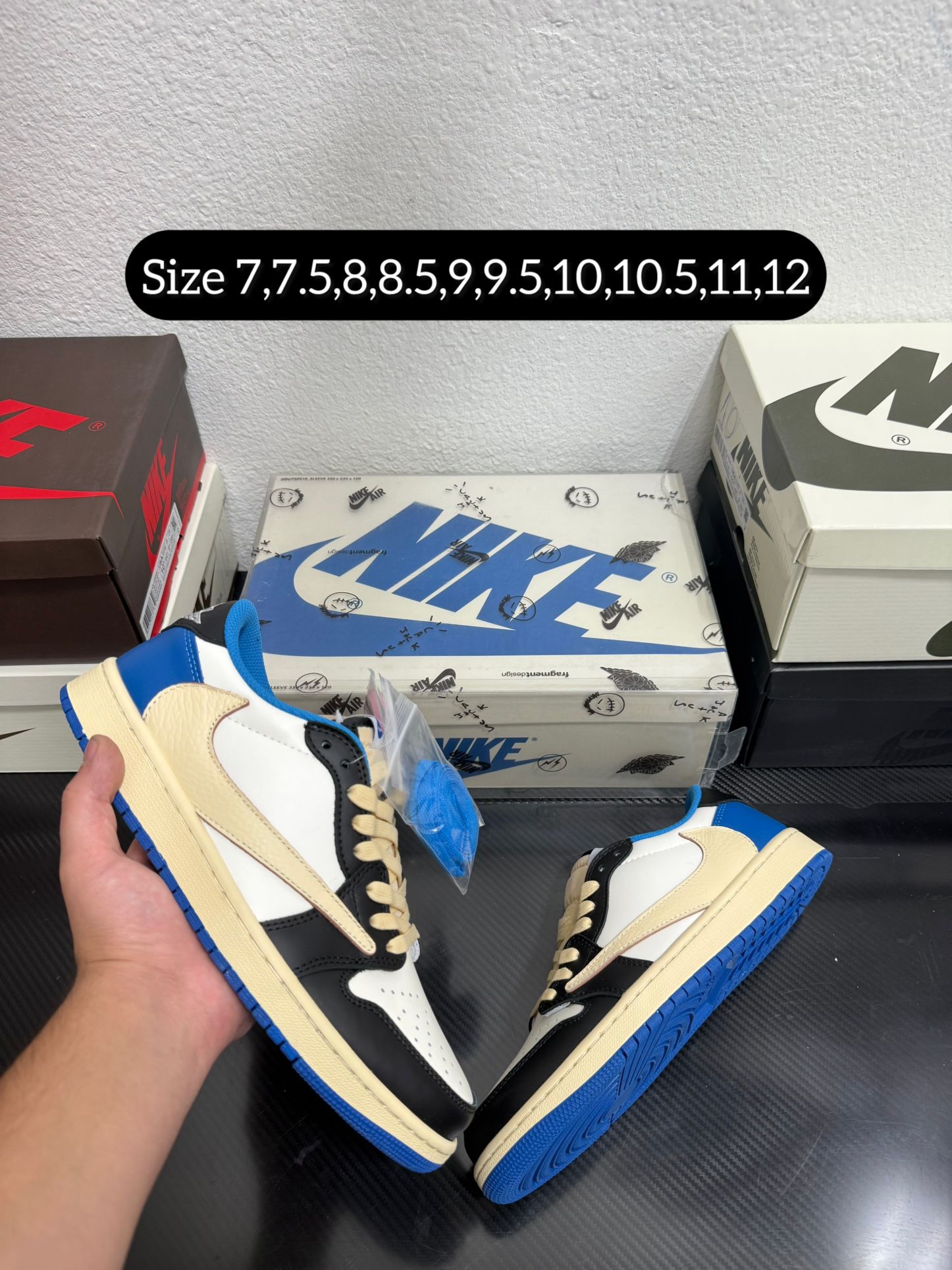 Nike Air jordan 1 low travis Scott Fragment s Size 7,7.5,8,8.5,9,9.5,10,10.5,11,12