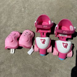 Kids Toys - Pink Barbie starter skates and knee pads; Playskool Sit n’ Spin