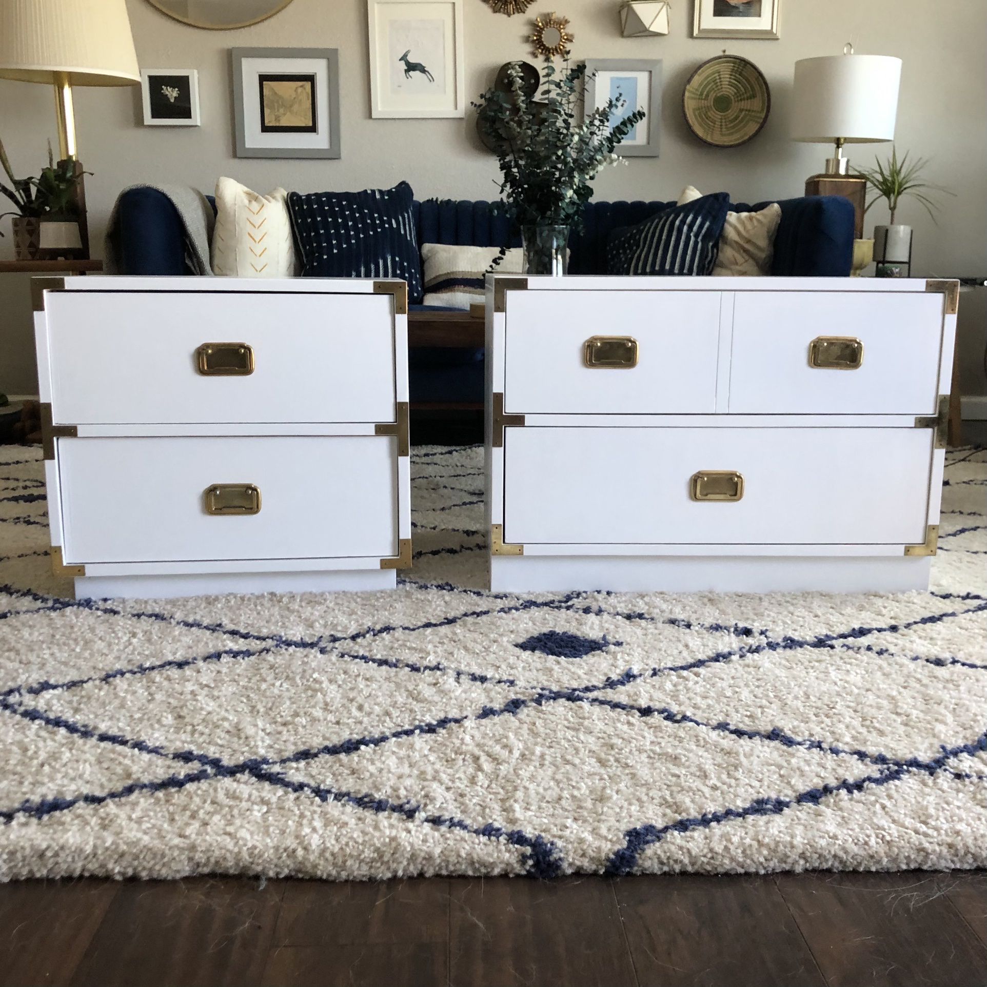 Vintage Campaign Style Nightstands (2)