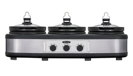 Bella - 3 x 2.5-Quart Triple Slow Cooker - Stainless Steel/Black 