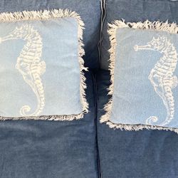 Pair Of Coastal Seahorse Pillows 18 X 18