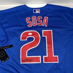 Sammy Sosa Autographed Blue Nike Jersey 