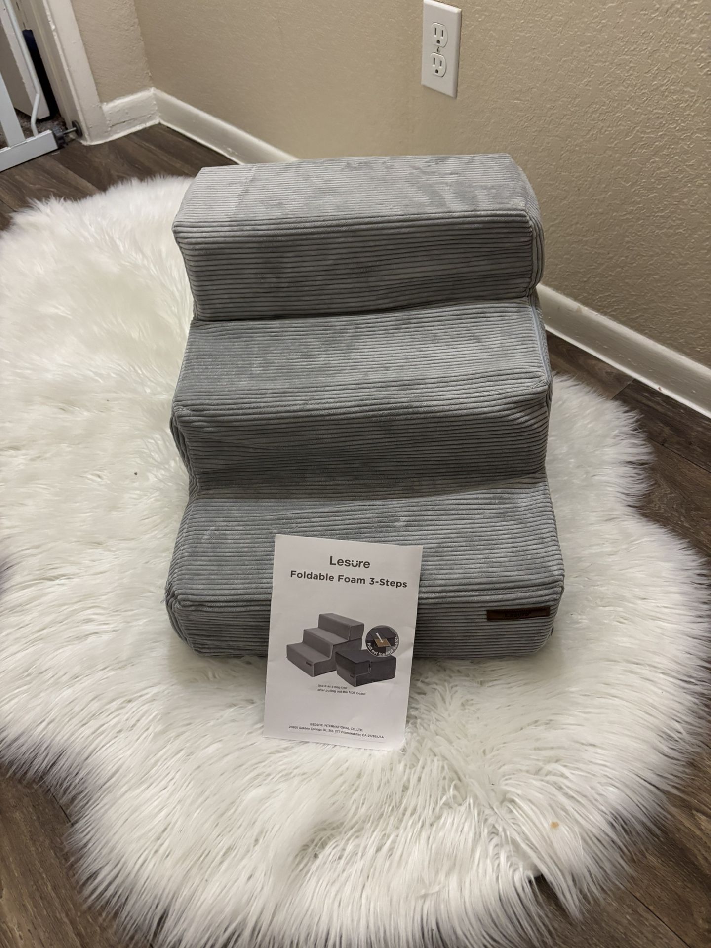 Lesure Dog Stairs for Small Dogs - Pet Stairs for High Beds and Couch, Folding Pet Steps with CertiPUR-US Certified Foam for Cat and Doggy, Non-Slip B