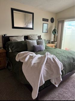 California King Solid Wood Bed Frame – Dark Finish