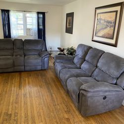 Power Reclining Living Room Set, Sofa and Loveseat
