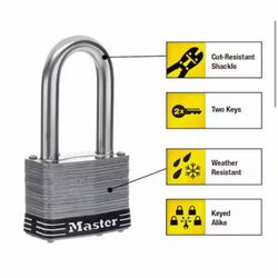 Stainless Steel Outdoor Padlock with Key, 2 in. Wide, 2 in. Shackle, 4 Pack