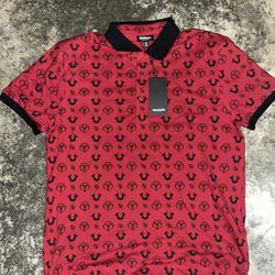 True Religion AOP MONOGRAM Polo Shirt Men’s Size L