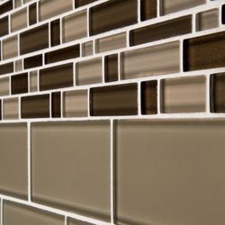 Jeffrey Court Heritage Cold Pencil Brown 11 in. x 11.75 in. x 8mm Interlocking Gloss Glass Mosaic Tile - 9 Sheets!