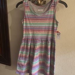 New Basic Editions Size M 7/8 Girls Striped Sleeveless Dress
