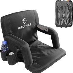 Stadium Seat for Bleachers or Benches Portable Reclining Stadium Seat Chair with Padded Cushion Chair Back and Armrest Support