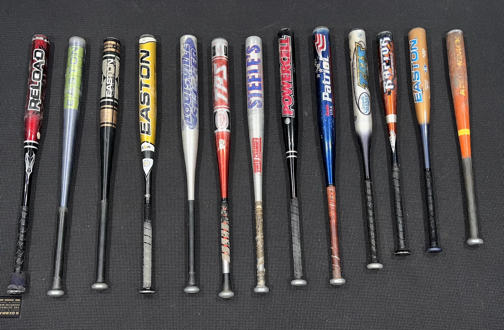 Lot of 13 Metal Softball Bats Majority are Easton and Louisville Slugger TPS