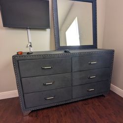 Velvet Dresser with mirror and nightstand