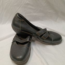 Clarks Bendables Mary Janes Womens Size 7M Black Leather Slip-On Loafer Moccasin