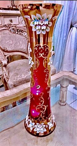 18k GOLD PLATED TALL  VASE