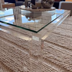 Lucite square coffee table - Glass Top 