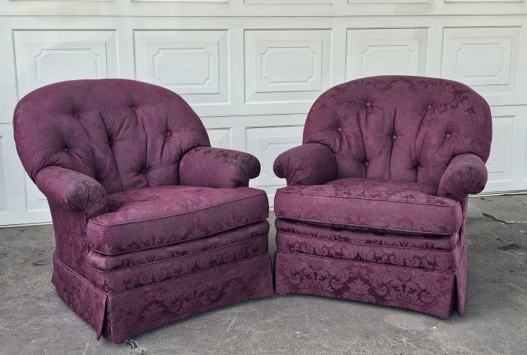 Heritage a living tradition! Two burgundy almost new chairs, perfect condition!