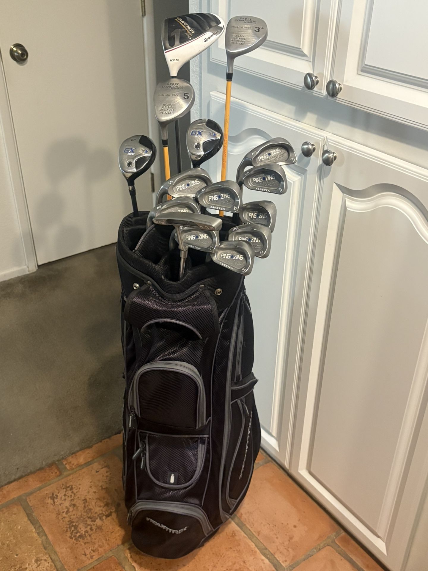 *LEFTY* MENS FULL SET Golf Clubs - TaylorMade, PING & Tourtrek Cart Bag
