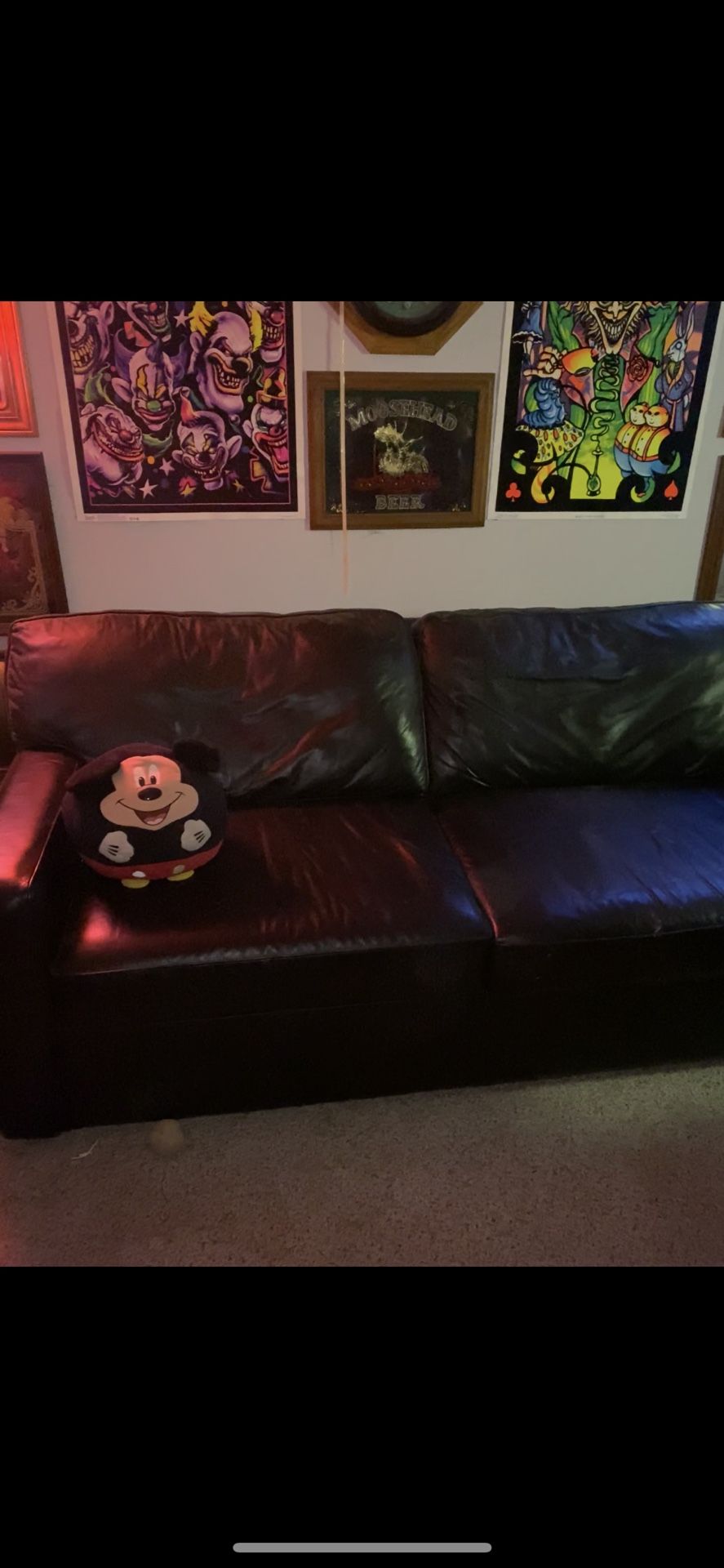 Black Leather Sofa Bed $100 JUST REDUCED MAKE OFFER