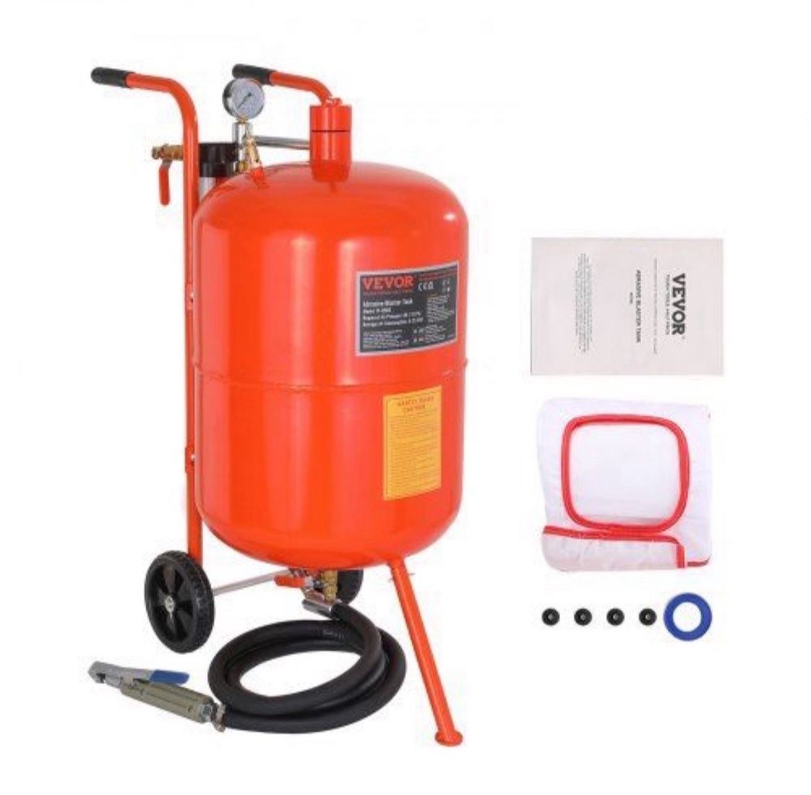 VEVOR 20 Gallon Sand Blaster, 60-110 PSI High Pressure Sandblaster, Portable Abrasive Blasting Tank, Air Sand Blasting Kit with 4 Ceramic Nozzles and