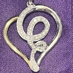 Pendant Slide Heart 14K Gold Yellow And White Gold