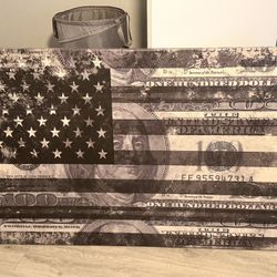 American Flag/100 Bill Canvas 