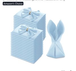 MILVOWOC 72 Pack Light Blue Satin Napkins 20x20