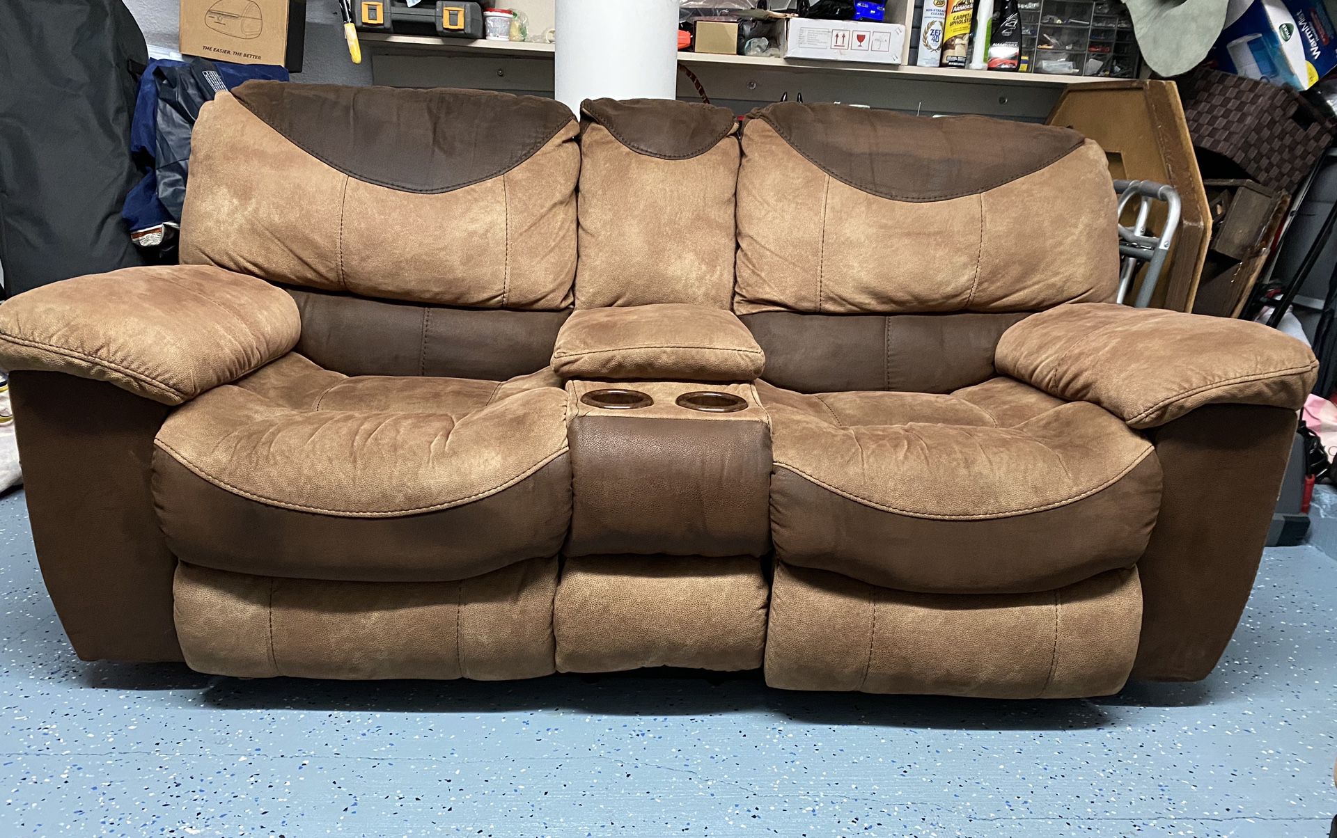 Electric reclining Microfiber with cup holders.