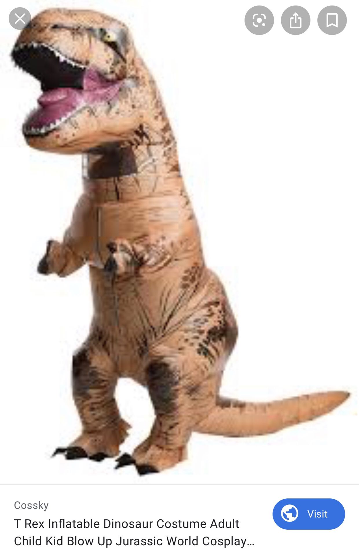 Inflatable T-Rex costume Standard Size OSFM
