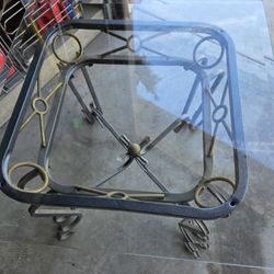Glass And Metal Side Table 