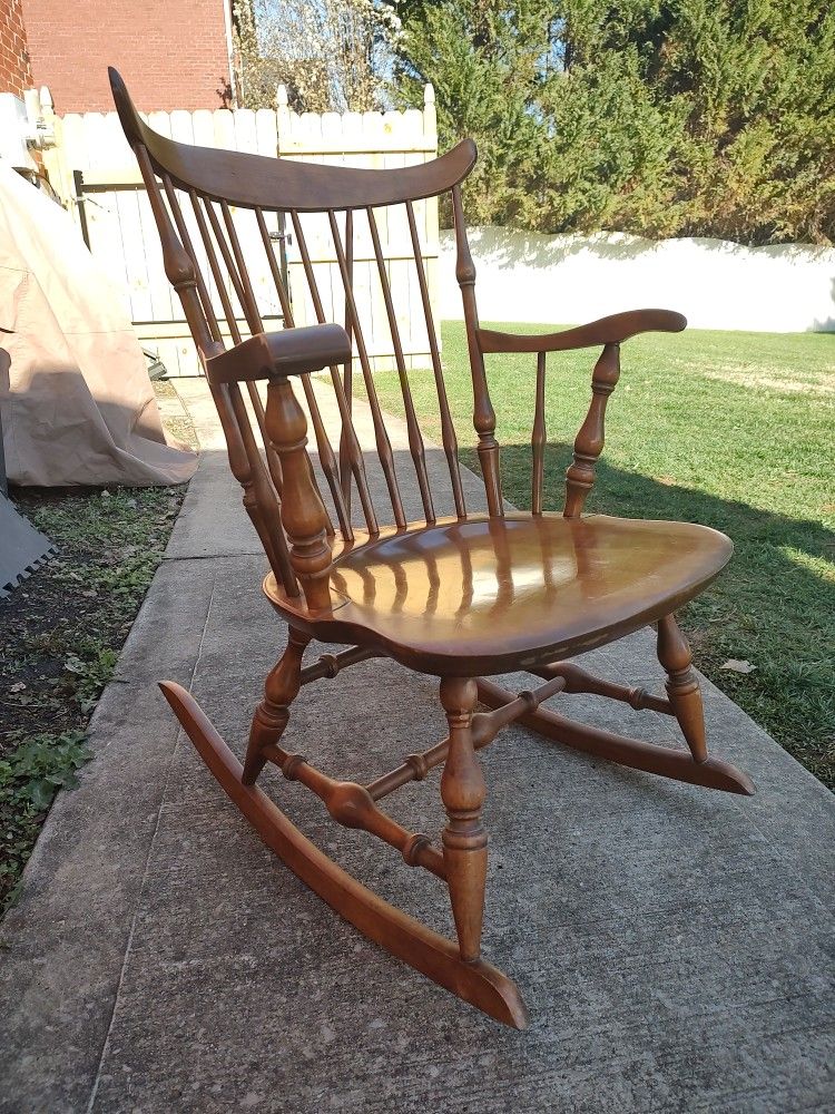 Antique Nichols & Stone Colonial Maple Rocking Chair 