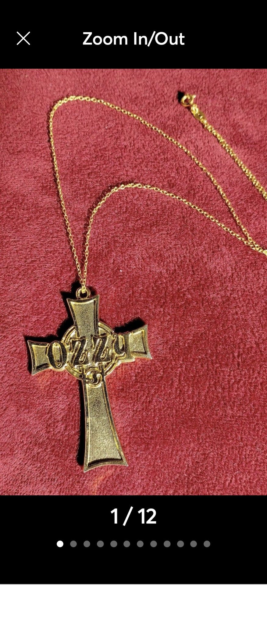 Vtg 2002 Ozzy Osbourne Cross Pendant Charm by Monowise & Gold RL 925 Chain