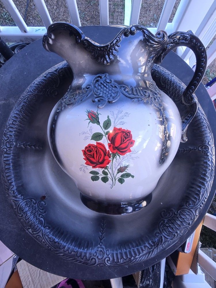 Vintage Victorian Rose Pitcher